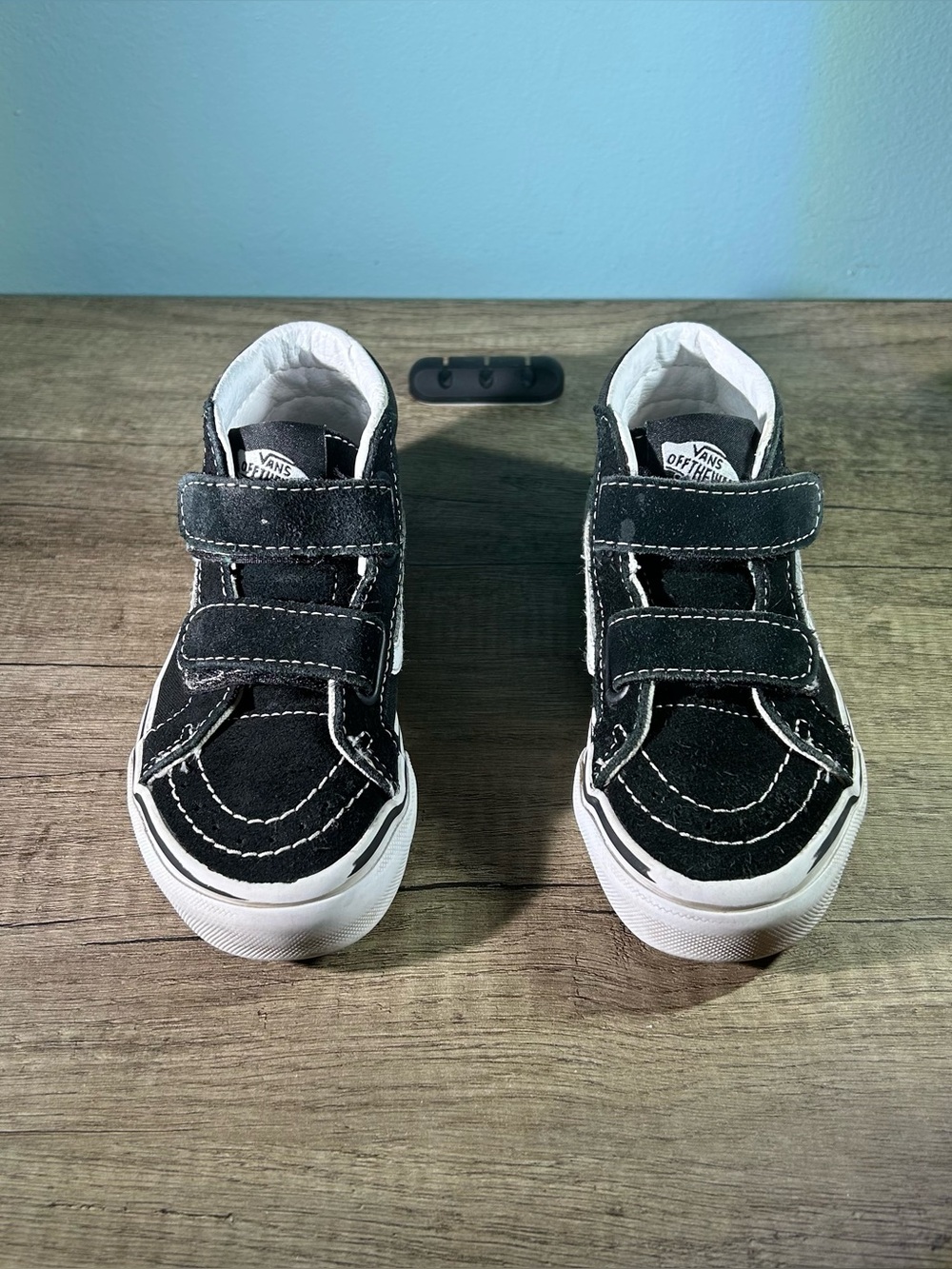 VANS Sk8-Mid Reissue V Unisex Kids Sneakers US 11.5 Black/White Hook & Loop